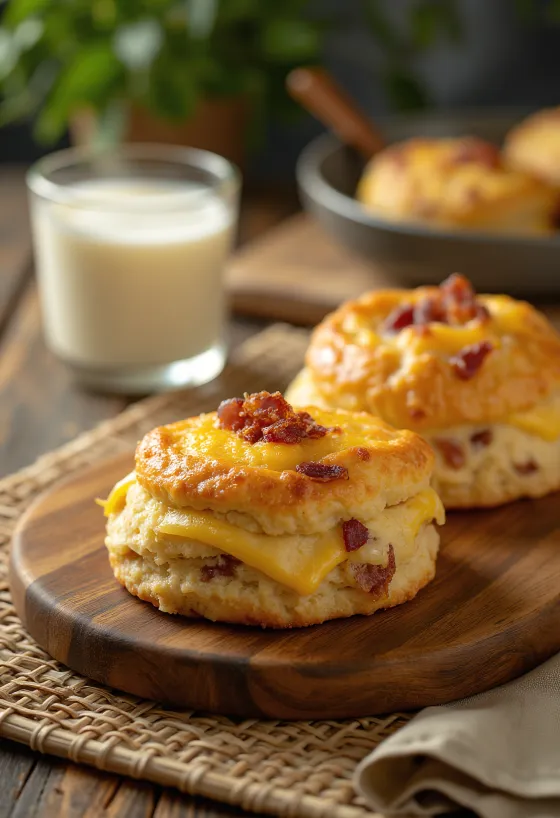 Pogácsa keju bacon sapi disajikan
