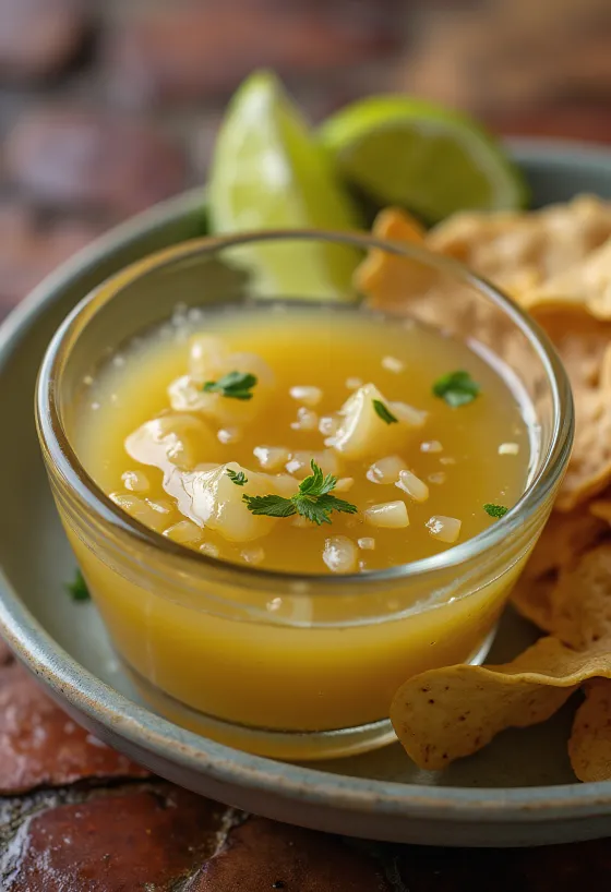 Saus jeruk nipis tequila disajikan