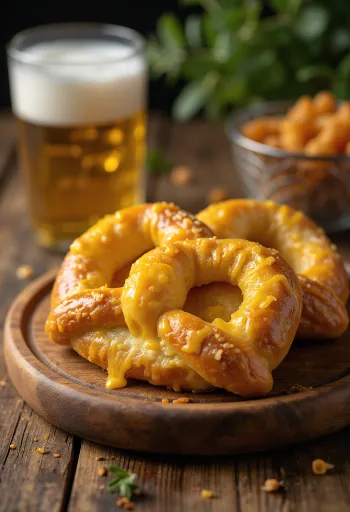 Pretzel Cheddar segar dipanggang