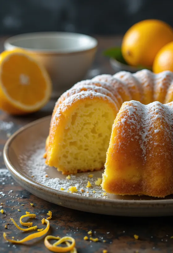 Bolu kuglof lemon jeruk disajikan