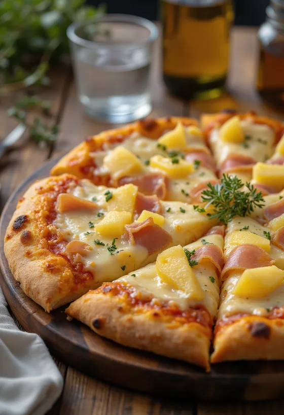 Pizza Hawaii nanas ganda disajikan