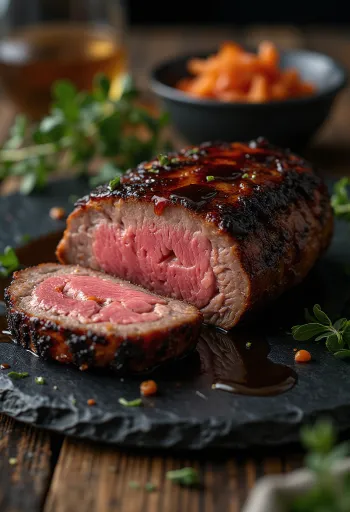 Sirloin BBQ Asap disajikan