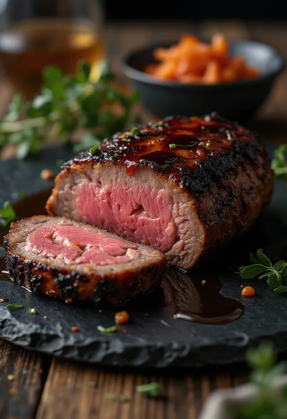 Sirloin BBQ Asap disajikan