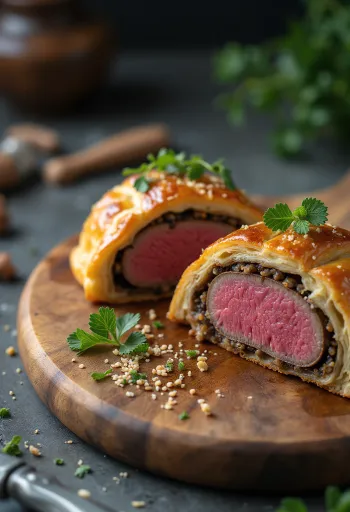 Daging Sapi Wellington disajikan