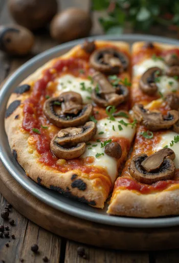Pizza ai funghi di bosco dengan jamur hutan