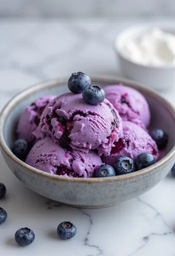 Es krim blueberry disajikan