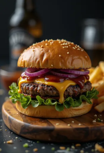 Hamburger BBQ disajikan