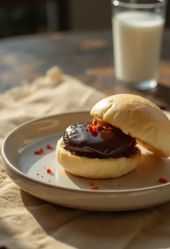 Bao bun cokelat cabai disajikan