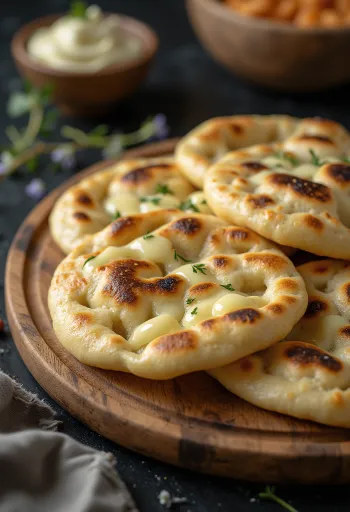 Roti naan cokelat putih disajikan