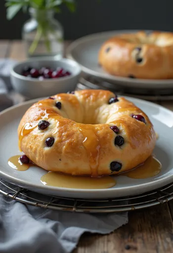 Bagel blackcurrant disajikan