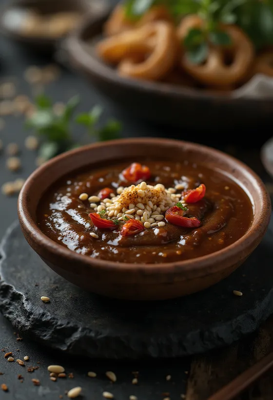 Saus cocol tamarind disajikan dengan sayuran segar