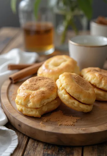 Linzer keju cottage kayu manis disajikan