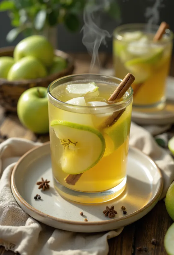 Cider apel hijau dalam cangkir