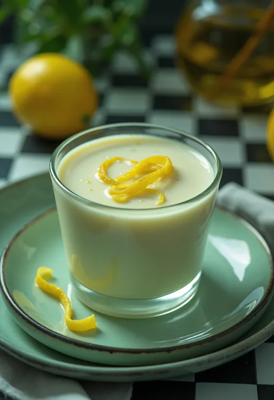 Panna cotta kemangi disajikan