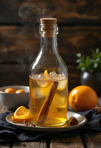 Cider manis Amerika dalam gelas dengan rempah-rempah