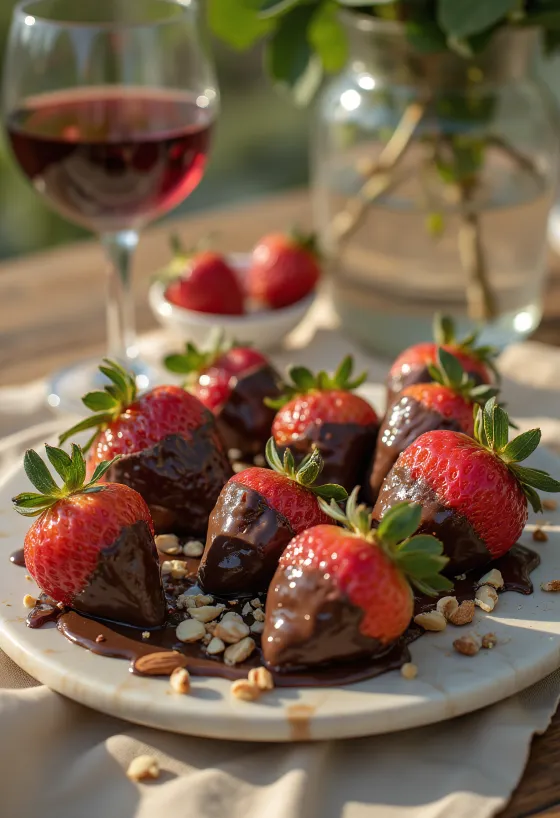 Stroberi panggang BBQ celup cokelat