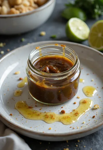 Saus cuka balsamik jeruk nipis kari dalam botol kaca