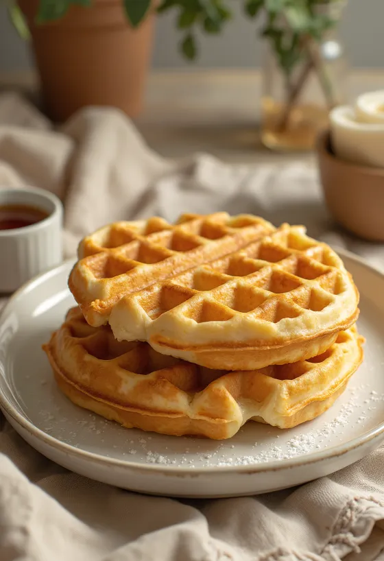 Roti bun waffle yang baru dipanggang