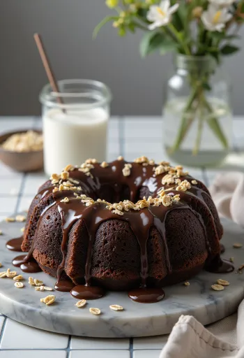 Bolu bundt oatmeal cokelat disajikan