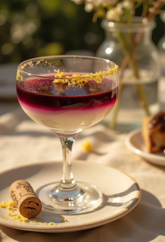 Panna cotta jeli anggur disajikan