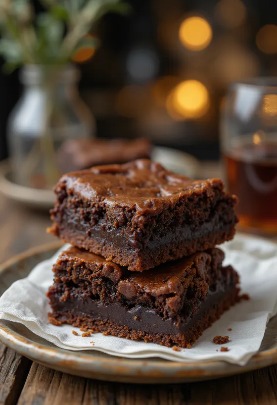 Brownie dengan rasa cokelat yang kaya, dipotong-potong