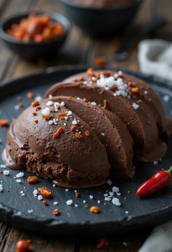 Parfait cokelat cabai disajikan