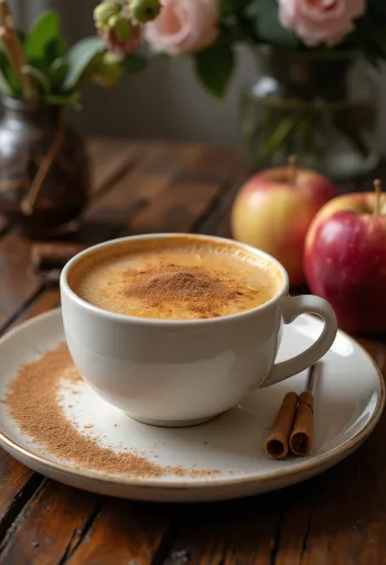 Cider kue apel kayu manis panas dalam mug