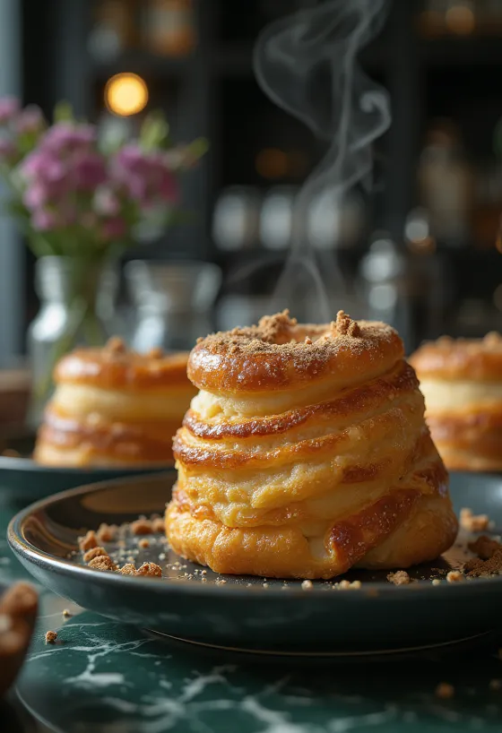 Roti tanduk dilapisi gula kayu manis