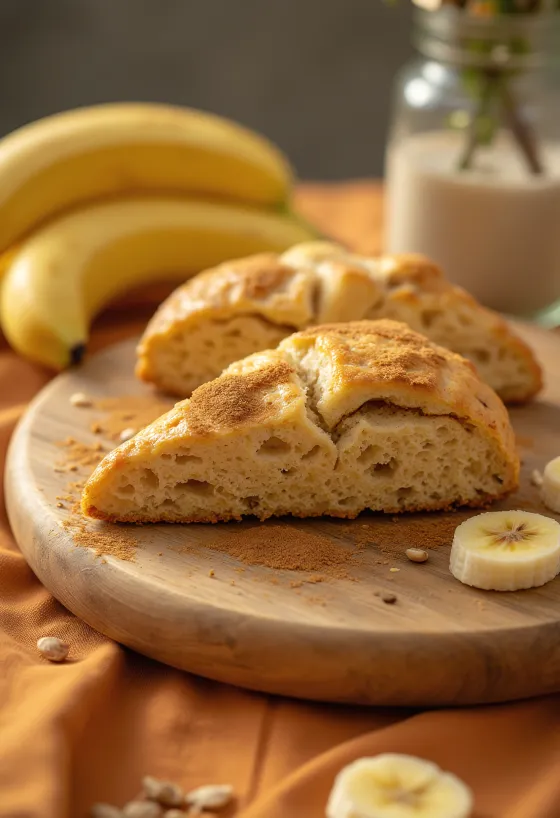 Scone pisang kayu manis panggang disajikan