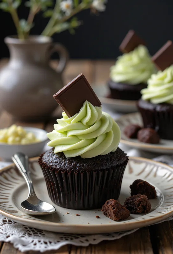Cupcake After Eight disajikan