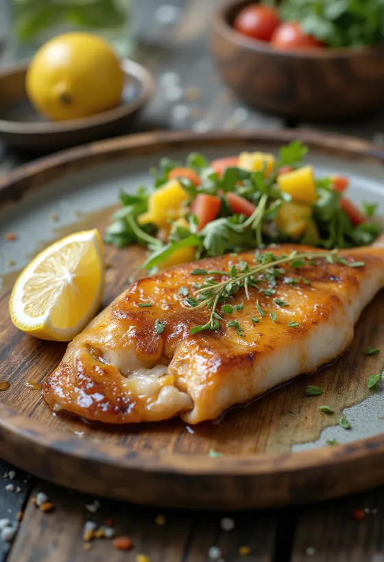 Ikan hake asap BBQ dengan kulit renyah