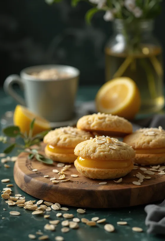 Linzer oatmeal lemon disajikan