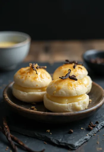 Bao bun krim vanila disajikan