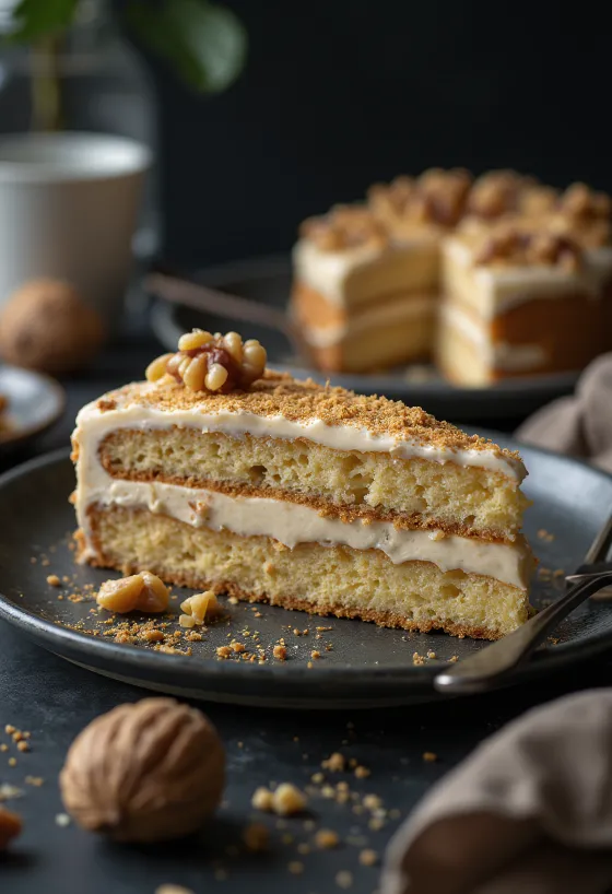 Kue krim walnut disajikan