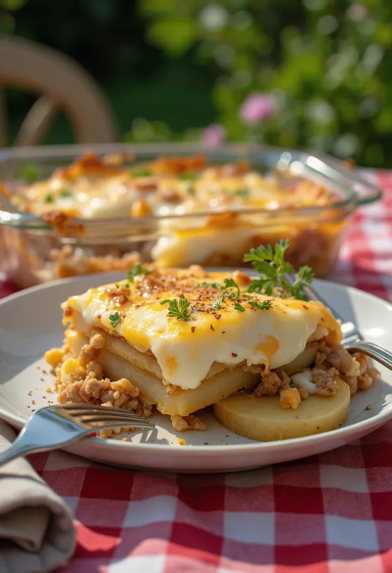 Casserole kentang daging disajikan
