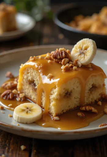Kue pisang karamel dengan hiasan