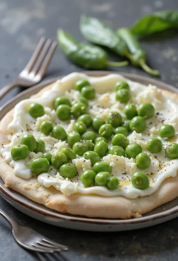 Pizza ai Piselli dengan kacang polong dan ricotta