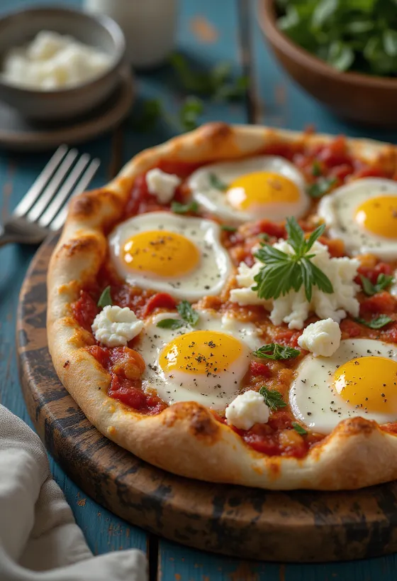 Pizza alla Norma dengan irisan terong dan ricotta