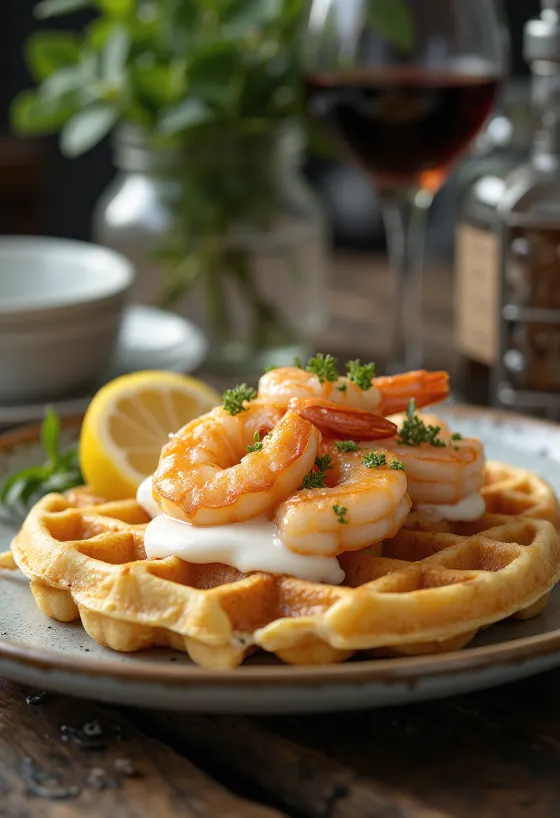 Wafel udang dengan peterseli segar