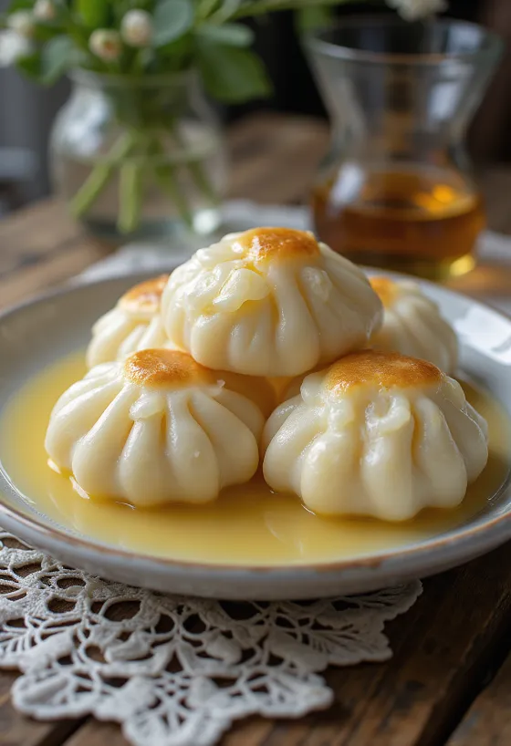 Dampfnudel roti kukus Jerman yang baru dibuat