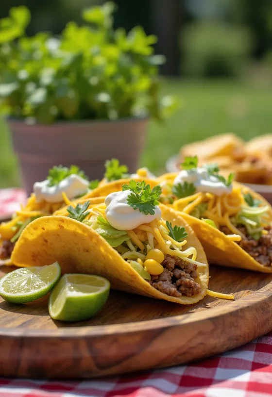 Taco daging disajikan dengan sayuran