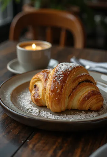 Croissant biji kopi disajikan