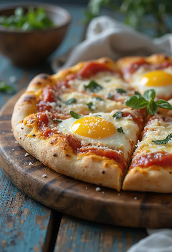 Pizza alla Parmigiana dengan irisan terong dan keju parmesan