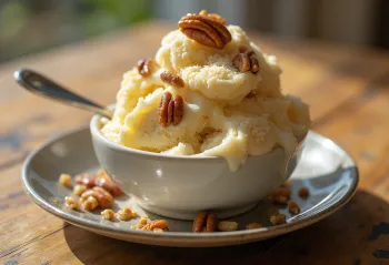 Es krim Vanilla Pecan disajikan