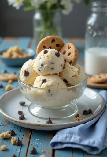 Es krim Ben & Jerry’s Cookie Dough dengan potongan biskuit dan cokelat