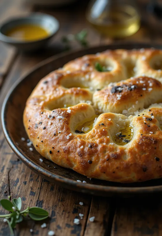 Focaccia tepung graham disajikan