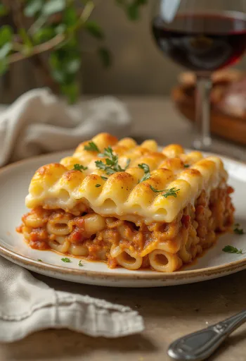 Pastitsio disajikan