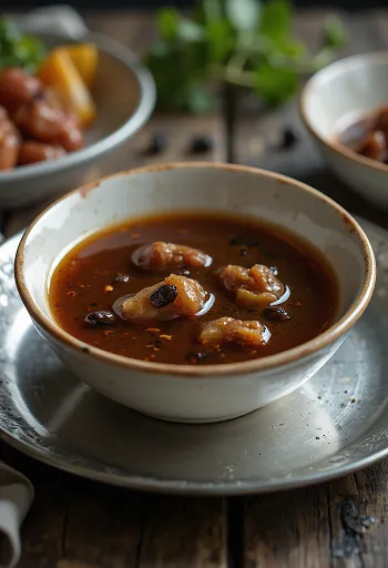 Saus Adobo disajikan dengan ayam panggang dan nasi