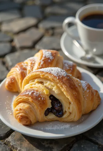 Croissant kopi disajikan