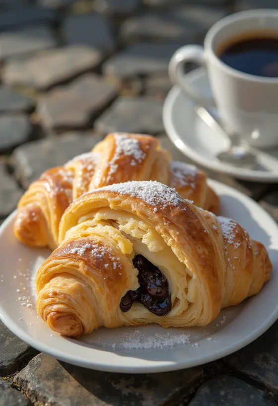 Croissant kopi disajikan